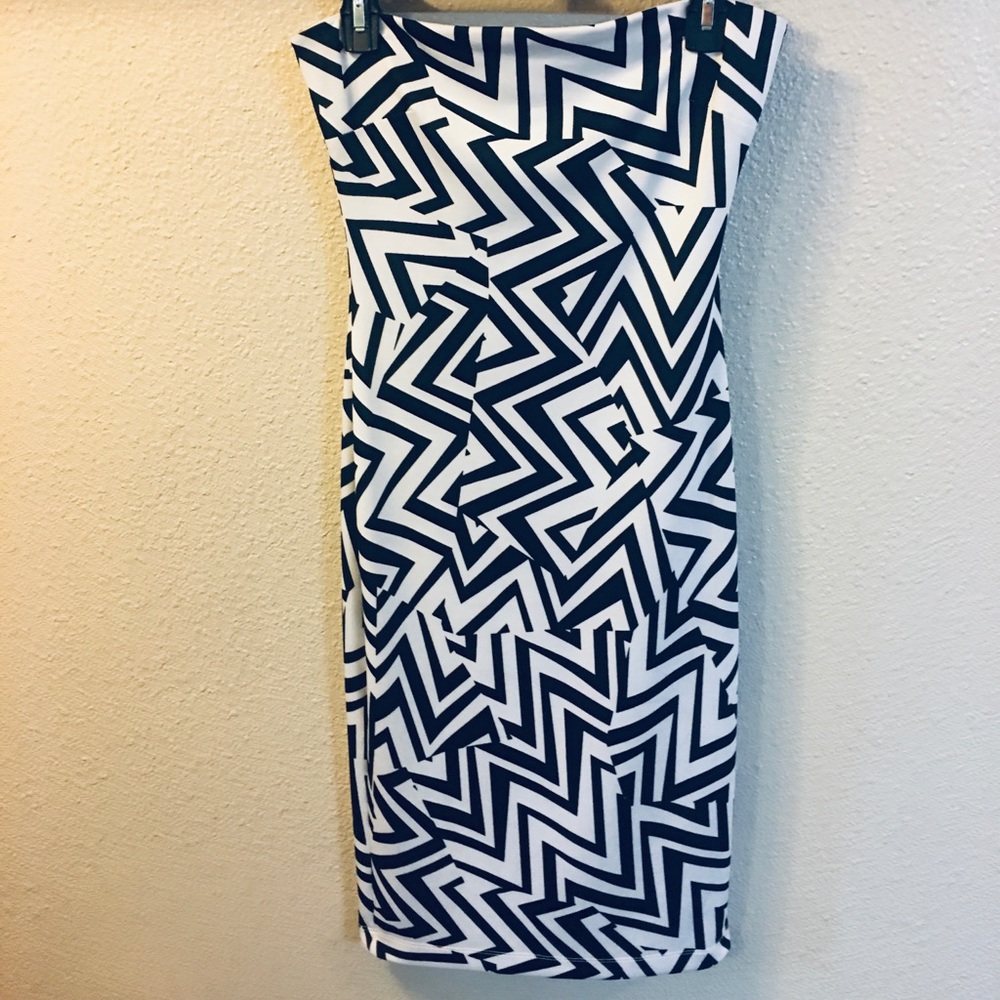 Black and white tube top dress
